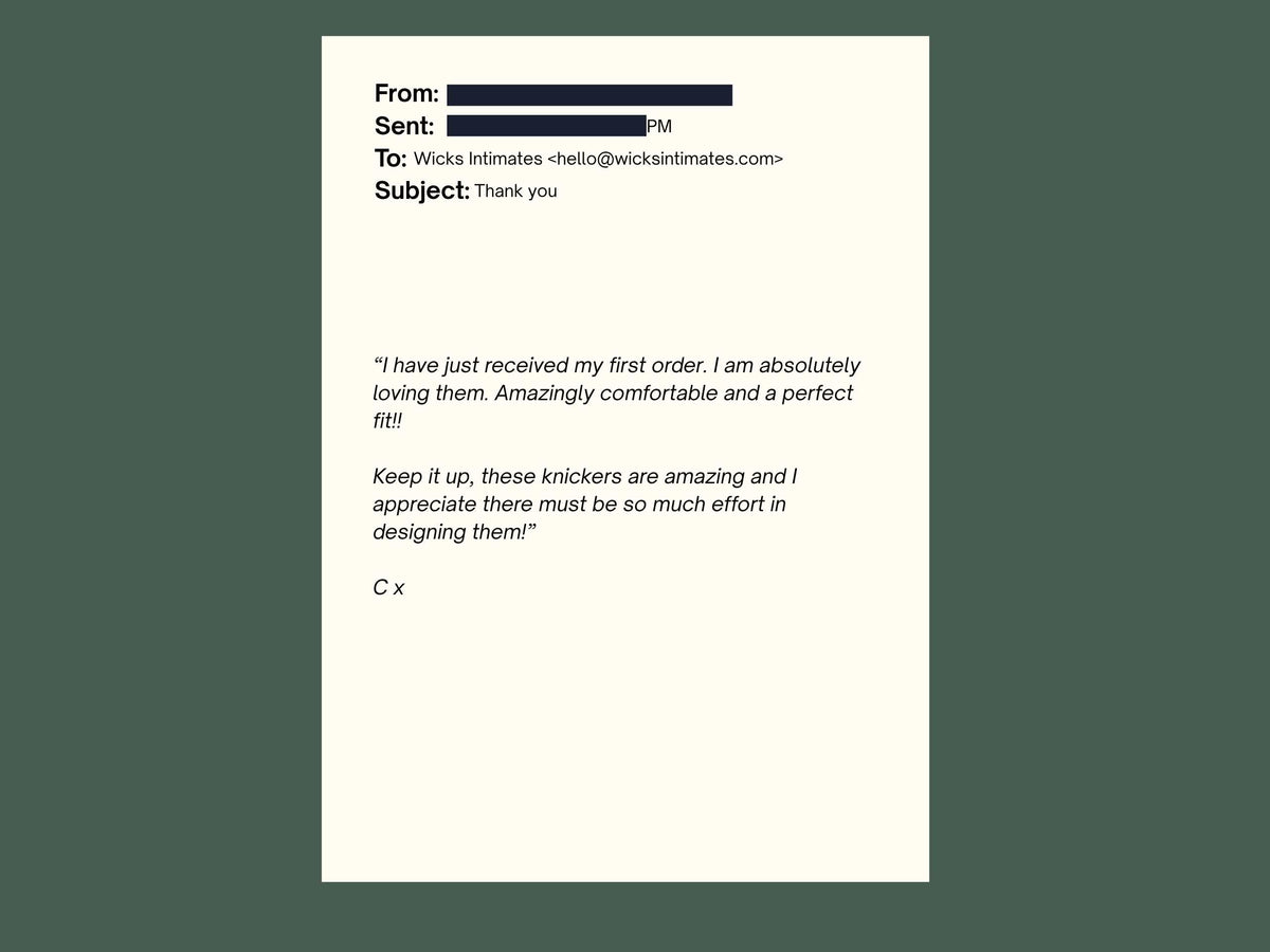 Image depicting a redacted email showing a quote from a happy customer.