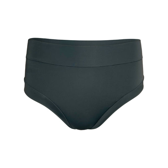 Ghost mannequin clear cut image of the Anything But Basic brief in forest. For everyday wear with one absorbent layer but no waterproof layer. OEKO-TEX certified butter-soft blend fabric.