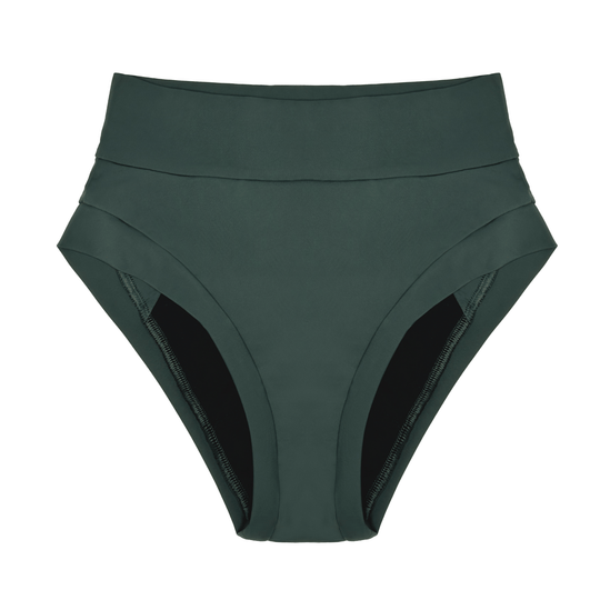 Flat lay image of the Anything But Basic brief in forest green from the Wicks Intimates All Day Fresh range and made from OEKO TEX certified fabric 