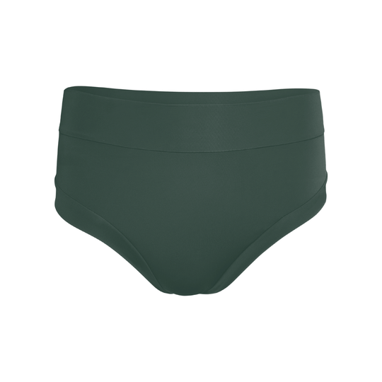 Ghost mannequin image of the Anything But Basic brief in Forest green made from OEKO TEX certified fabric