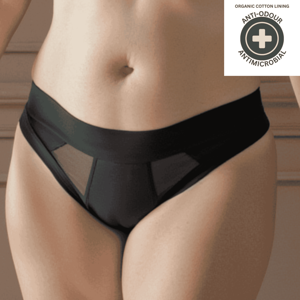 Striation Thong in Obsidian Black