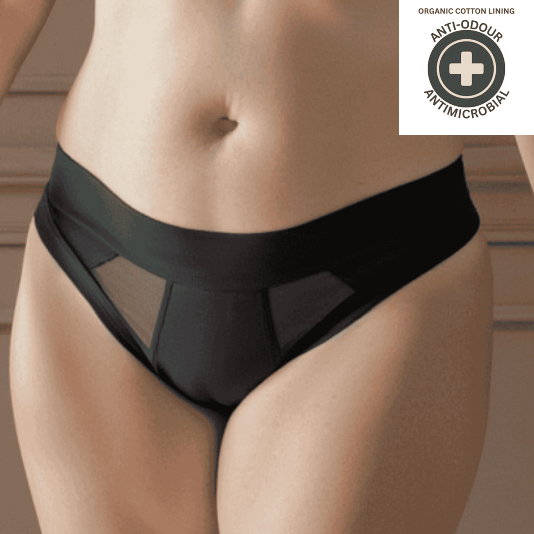 Striation Thong in Obsidian Black